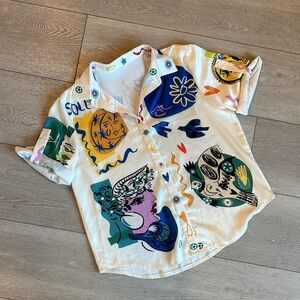 Colorful Graphic Button Down Shirt